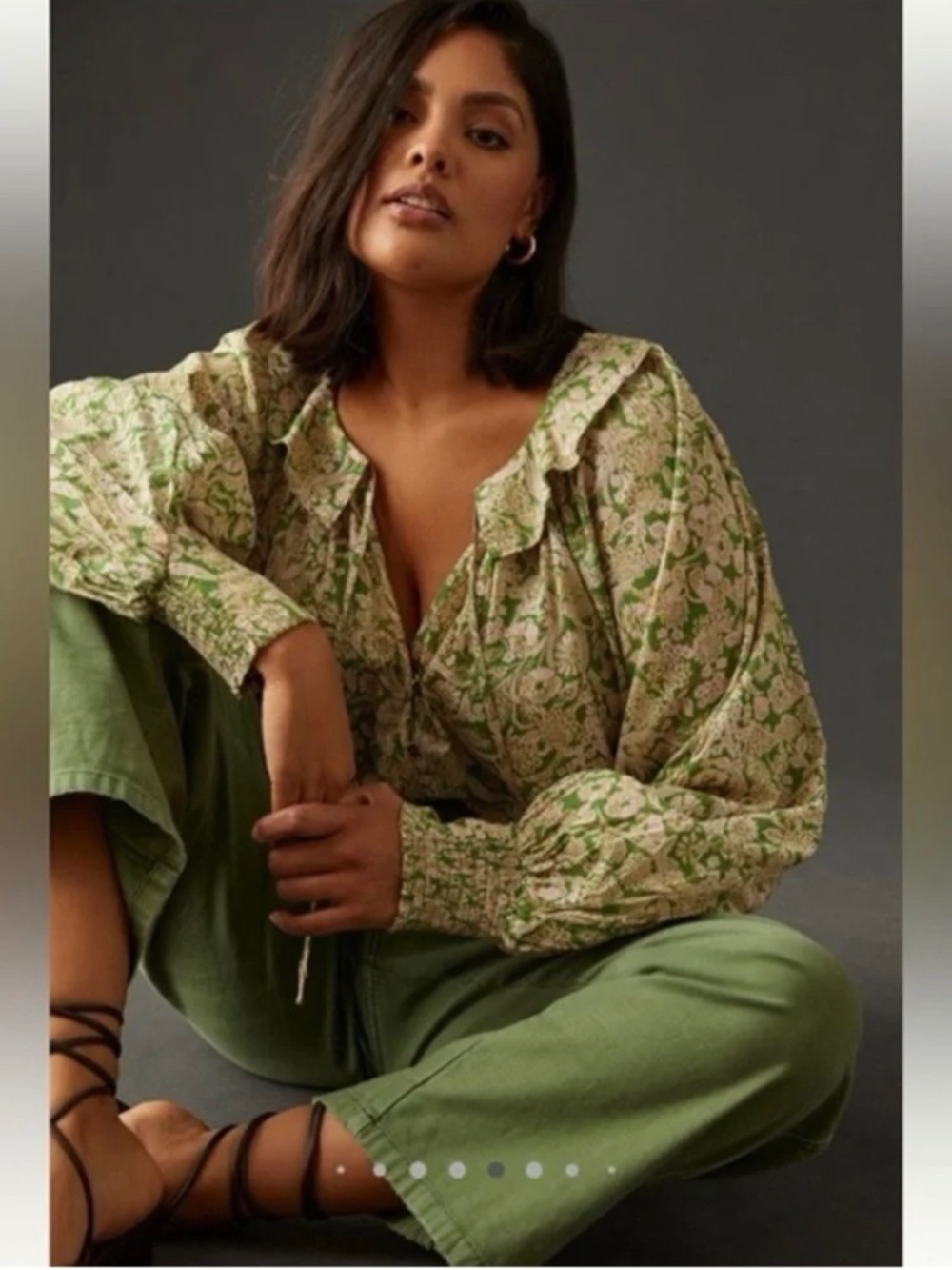 Anthropologie Cotton Floral Peasant Top M